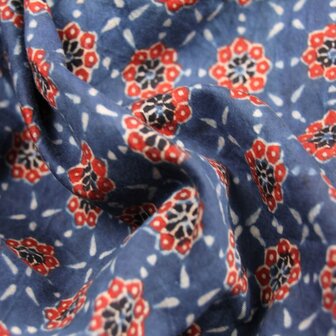 Warm red on cool indigo