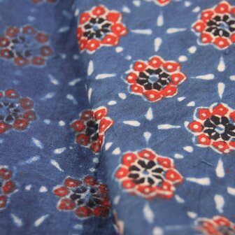 Warm red on cool indigo