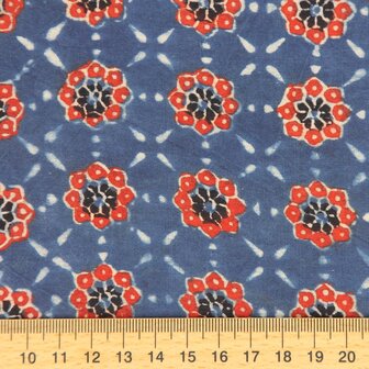 Warm red on cool indigo