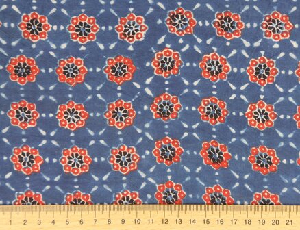 Warm red on cool indigo